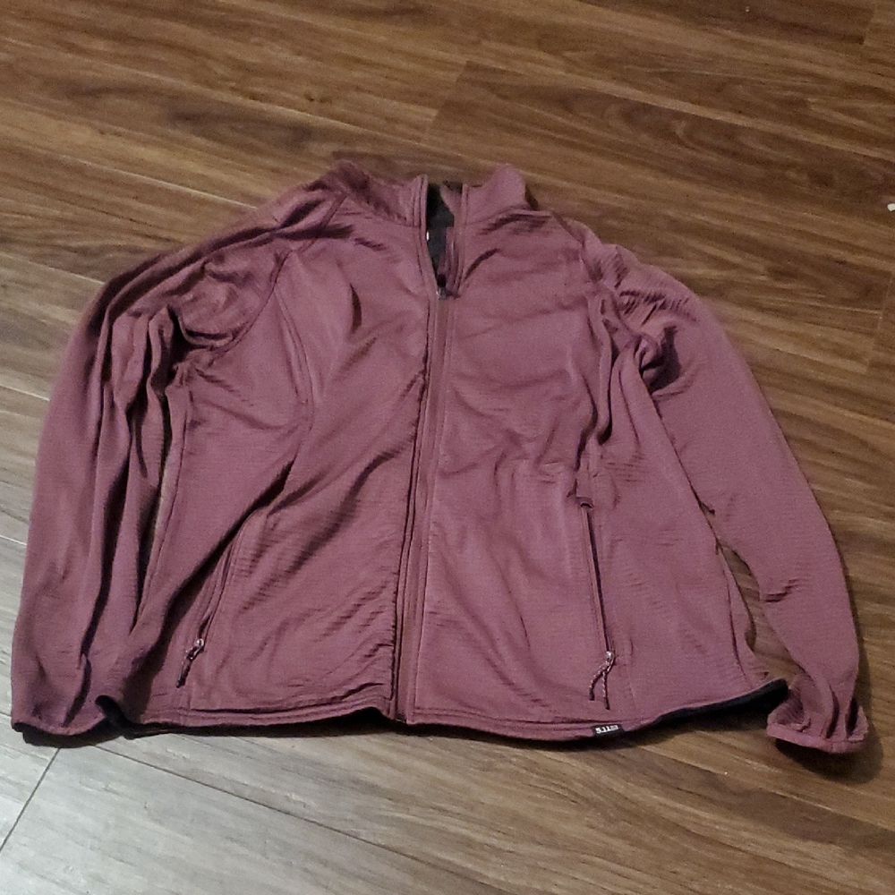 5.11 Tactical Ribbed Mauve-Burgundy Full-Zip Mid Layer Jacket